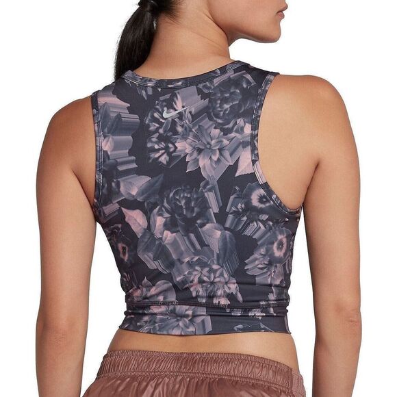 Nike Women's Epic Lux Printed Crop Top Purple Sz XS AQ1541-081 - Picture 2 of 7